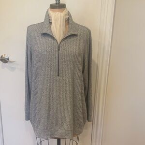 Torrid Gray  ribbed lightweight zip neck Long Sleeve Top